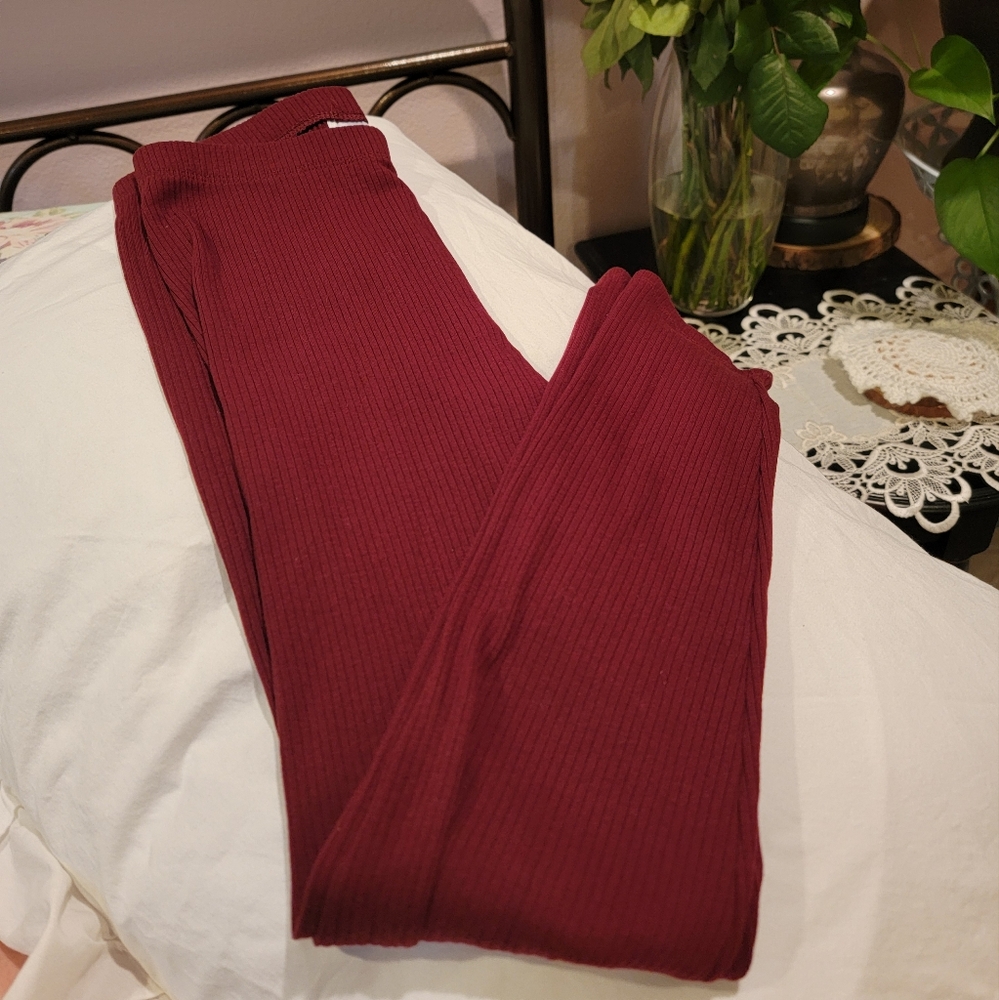 Cat & Jack Burgundy Ribbed Knit Pants
